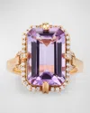 GOSHWARA GOSSIP 10X15MM EMERALD CUT LAVENDER AMETHYST RING WITH DIAMONDS IN 18K PINK GOLD