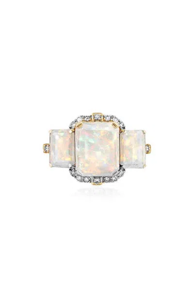 Goshwara Gossip 18k Gold Opal & Diamond 3-stone Ring In 18k Yellow Gold/opal