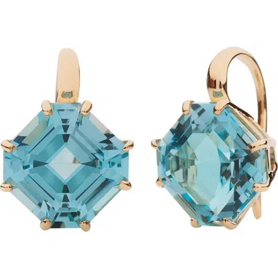 Goshwara Gossip Asscher-cut Blue Topaz Drop Earrings In Gold