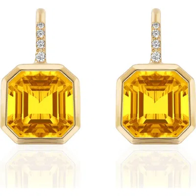 Goshwara Gossip Asscher-cut Semiprecious Stone & Diamond Drop Earrings In Yellow
