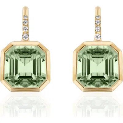 GOSHWARA GOSHWARA GOSSIP ASSCHER-CUT SEMIPRECIOUS STONE & DIAMOND DROP EARRINGS