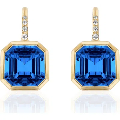 Goshwara Gossip Asscher-cut Semiprecious Stone & Diamond Drop Earrings In Blue