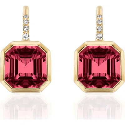 Goshwara Gossip Asscher-cut Semiprecious Stone & Diamond Drop Earrings In Red