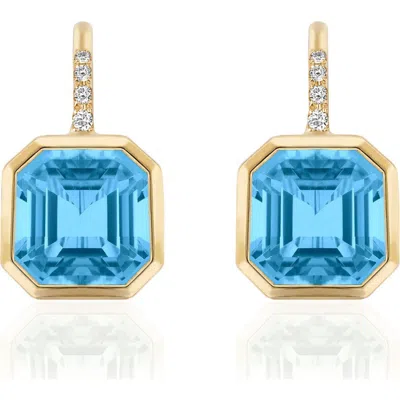 Goshwara Gossip Asscher-cut Semiprecious Stone & Diamond Drop Earrings In Blue