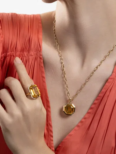 Goshwara Gossip Citrine And Diamond Ring In Gold