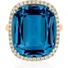 Goshwara Gossip Cushion Cut Blue Topaz & Diamond Cocktail Ring In Blue