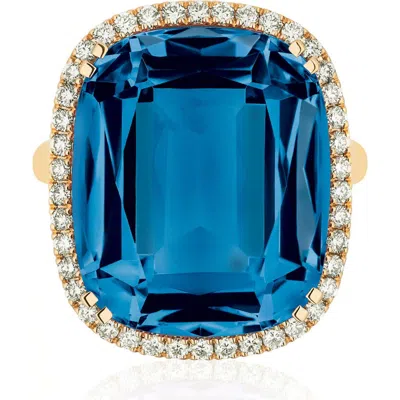 Goshwara Gossip Cushion Cut Blue Topaz & Diamond Cocktail Ring