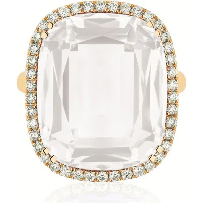 Goshwara Gossip Cushion Cut Blue Topaz & Diamond Cocktail Ring In Gold