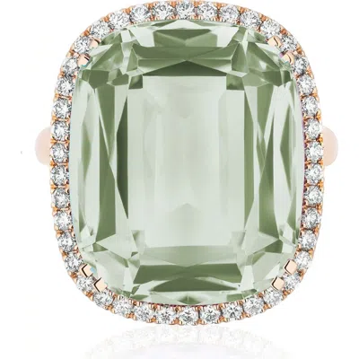 Goshwara Gossip Cushion Cut Blue Topaz & Diamond Cocktail Ring In Green