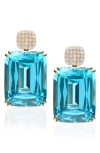 Goshwara Gossip Cushion Cut Drop Earrings In Blue