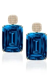 Goshwara Gossip Cushion Cut Drop Earrings In Blue