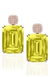 Goshwara Gossip Cushion Cut Drop Earrings In Yellow