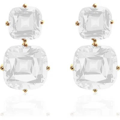 Goshwara Gossip Double Drop Earrings In White