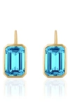 Goshwara Gossip Emerald Cut Drop Earrings In Blue