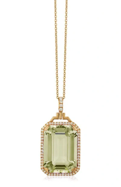 Goshwara Gossip Emerald-cut Prasiolite Pendant Necklace In Gold