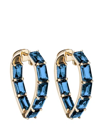 Goshwara Gossip Heart Hoop Earrings In Blue