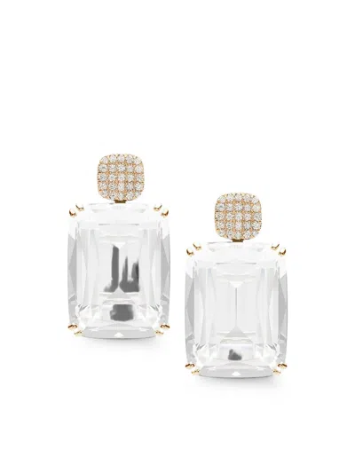 Goshwara Gossip Moon Quartz And Diamond Drop Earrings In Silver