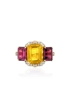 Goshwara Gossip Semiprecious Stone Ring In Gold