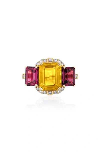 Goshwara Gossip Semiprecious Stone Ring In Multi