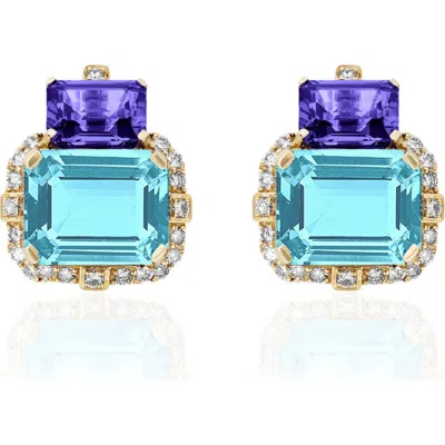 Goshwara Gossip Semiprecious Stone Stud Earrings In Multi