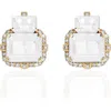 Goshwara Gossip Semiprecious Stone Stud Earrings In White