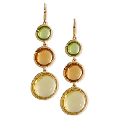 Pre-owned Goshwara Lemon Quartz, Citrine & Peridot Disc Earrings On French Wire In Multi