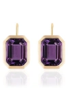 Goshwara Manhattan Bezel Set Drop Earrings In Purple