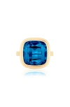 Goshwara Manhattan Cushion Cut Blue Topaz Cocktail Ring In Gold