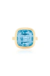 Goshwara Manhattan Cushion Cut Blue Topaz Cocktail Ring In Blue