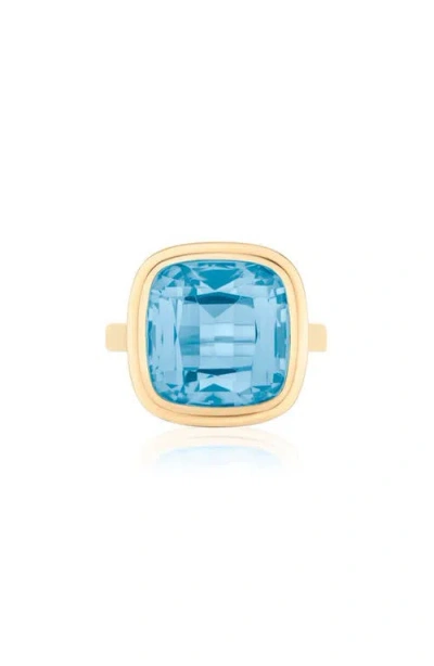 Goshwara Manhattan Cushion Cut Blue Topaz Cocktail Ring