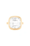Goshwara Manhattan Cushion Cut Blue Topaz Cocktail Ring In Gold