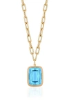 Goshwara Manhattan Cushion-cut Blue Topaz Pendant Necklace In Gold