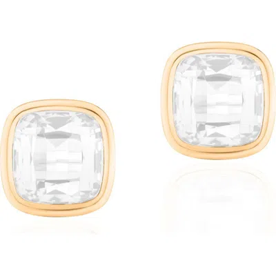 Goshwara Manhattan Cushion Cut Stud Earrings In Gold