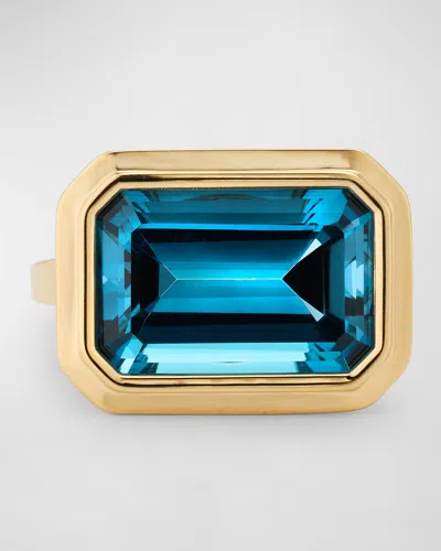 Goshwara Manhattan East West London Blue Topaz Bezel Set Ring