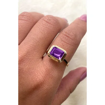 Goshwara Manhattan Emerald Cut Ring In Purple