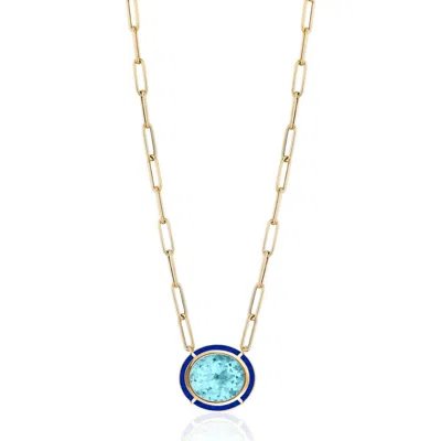 Goshwara Melange Blue Topaz Pendant Necklace In Gold