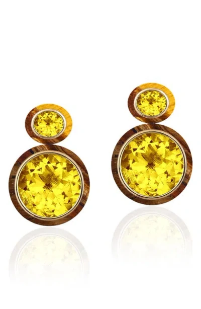 Goshwara Melange Drop Earrings In Yellow