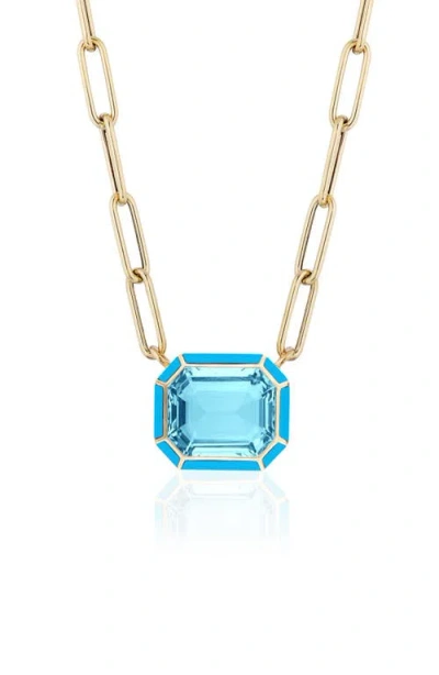 Goshwara Melange Emerald Cut Pendant Necklace In Gold