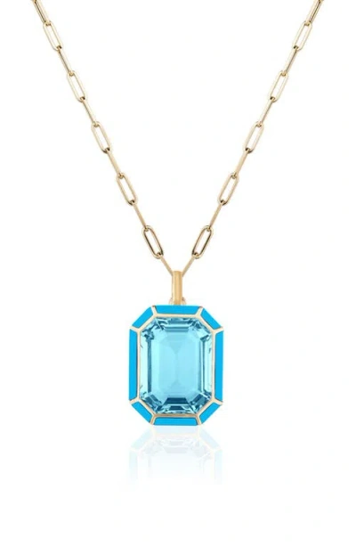 Goshwara Melange Emerald Cut Pendant Necklace In Blue
