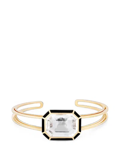 Goshwara Melange Onyx And Rock Crystal Cuff Bracelet In Gold