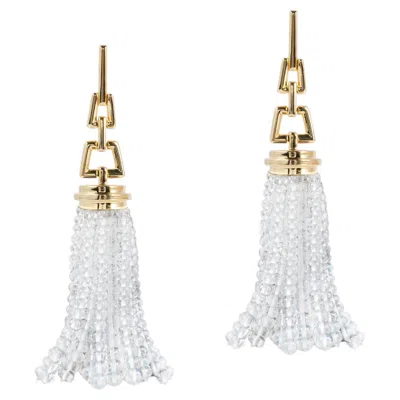 Pre-owned Goshwara Moon Quartz Tassel Earrings With Chain Links In Multi