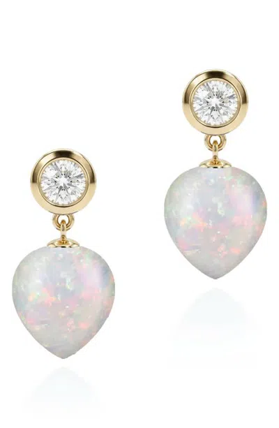 Goshwara Naughty 18k Gold Diamond & Rutilated Quartz Drop Earrings In 18k Yellow Gold/opal