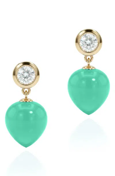 Goshwara Naughty 18k Gold Diamond & Rutilated Quartz Drop Earrings In Green