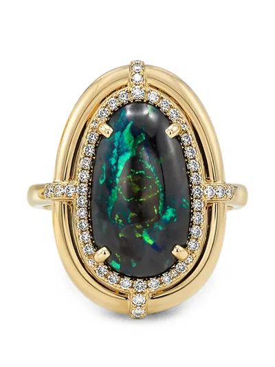 Goshwara Opal Diamond Medallion Ring In Multi