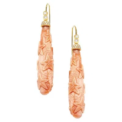 Pre-owned Goshwara Pink Coral Drops Earrings In Red
