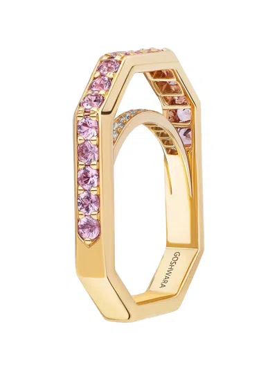 Goshwara Pink-sapphire Square Ring In Gold