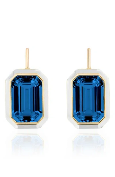 Goshwara Queen Emerald Cut Lever-back Earrings In Blue