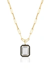 Goshwara Queen Emerald Cut Rock Crystal Pendant Necklace In Gold