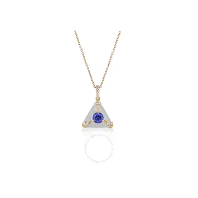 Goshwara Queen Ladies 18k Yellow Gold 0.34 Ct Trillion Shape Tanzanite And Diamond Necklace Size 18  In Blue/white