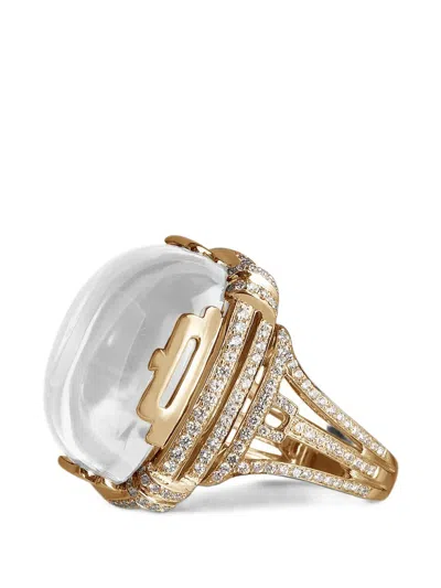 Goshwara Rock & Roll Moon Quartz And Diamond Ring In Gold